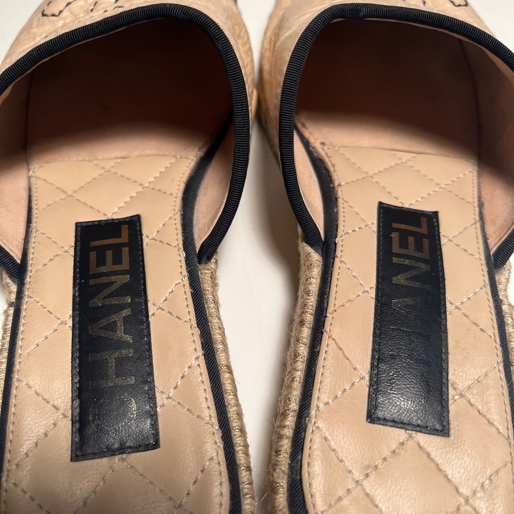 Chanel Two-Tone Beige and Black Mules - Picture 9 of 9